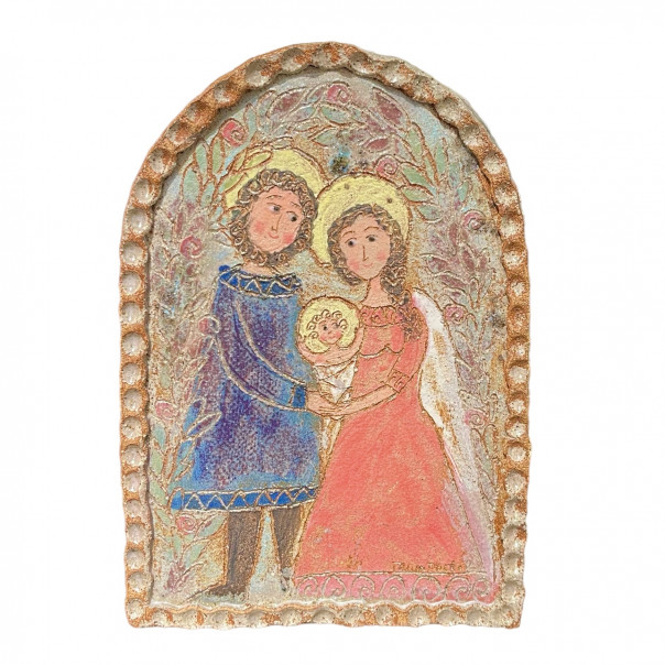 Sacra Famiglia da appendere in grès