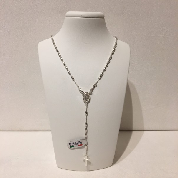 Rosario in argento grano ovale
