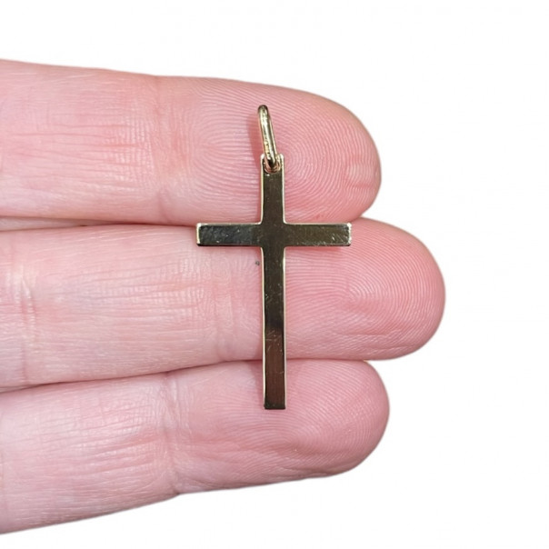 Croce liscia lastra oro 18 carati