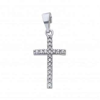 Straight line cross in 18K white gold