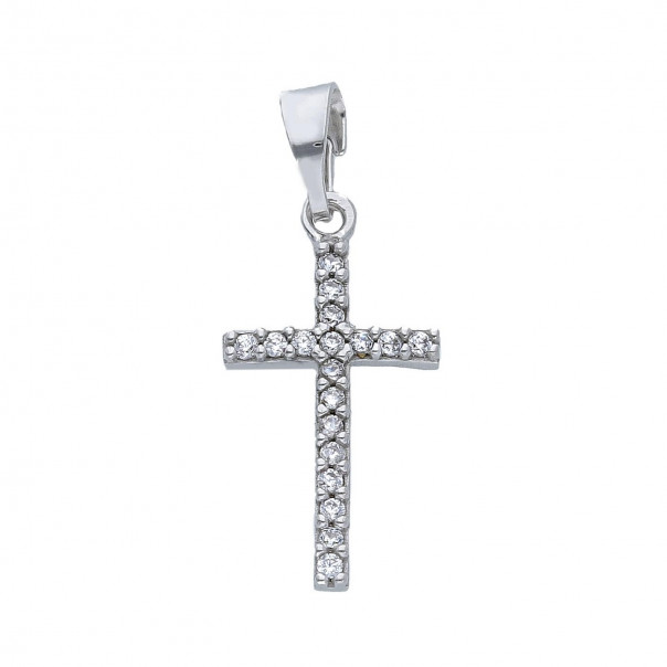Straight line cross in 18K white gold