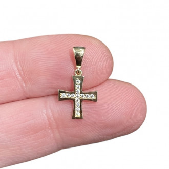 Greek cross 18k gold and zircons