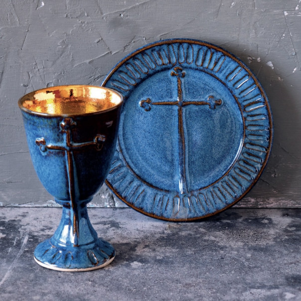 Calice e patena grès croce