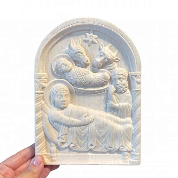 Natività romanica da appendere legno bianco