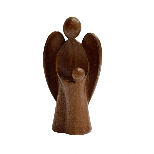 Guardian Angel in mahogany wood