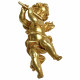 Putto legno dorato flauto