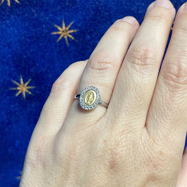Miraculous Medal Ring with zircons