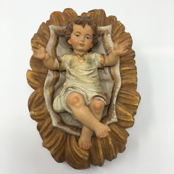 Baby Jesus in antiqued wood