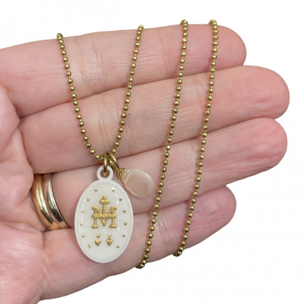 White Miraculous Monogram Necklace