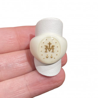 White miraculous monogram ring