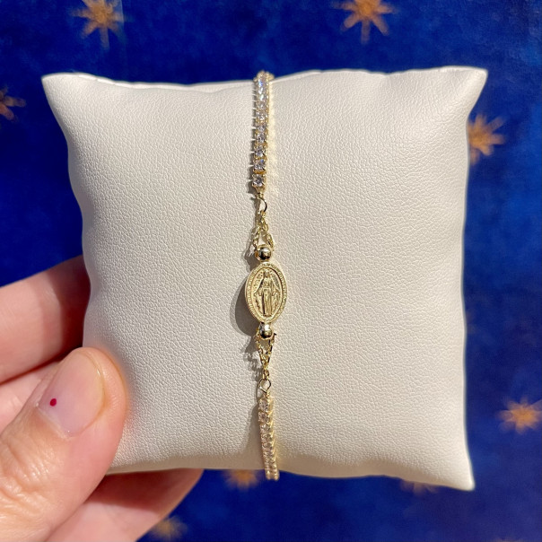 Bracciale tennis Medaglia Miracolosa e Croce