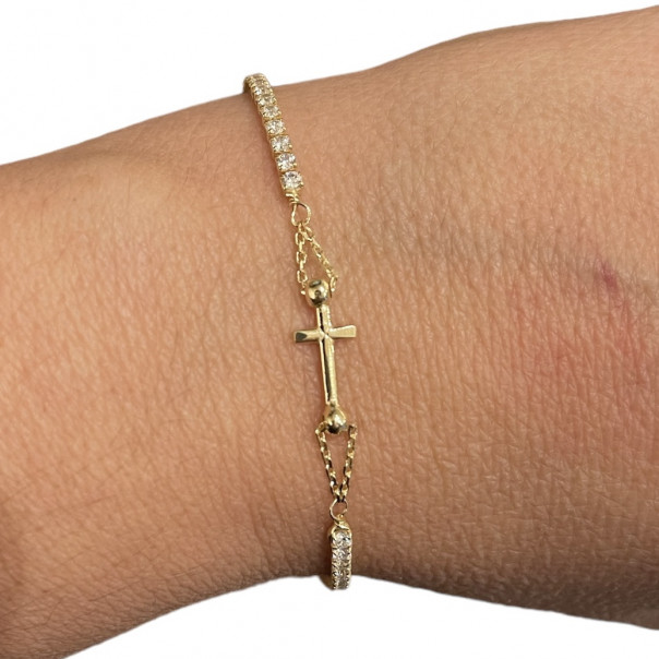 Miraculous Medal and Cross tennis bracelet