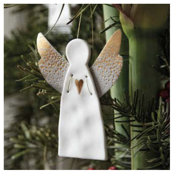 Angelo in ceramica decorazione per albero di natale