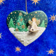 Cuore in legno con angioletto, decoro natalizio per ghirlanda o albero dei natale