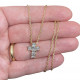 Choker necklace in golden silver and cross with brilliant zircons.