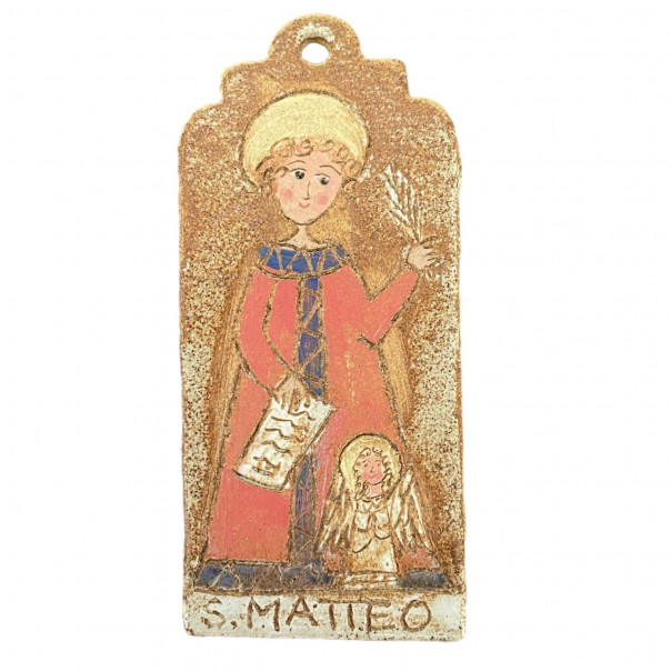 San Matteo, santino in gres da appendere.