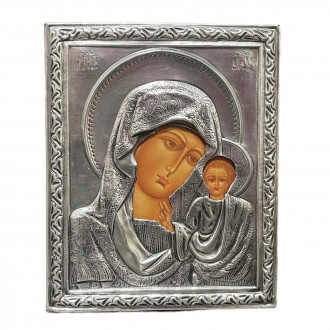 Painted icon Our Lady of Kazan with riza
