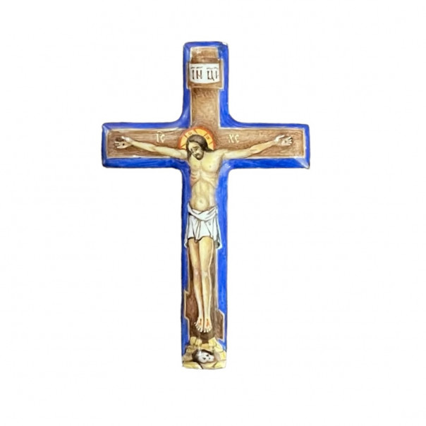 Small crucifix enamel icon