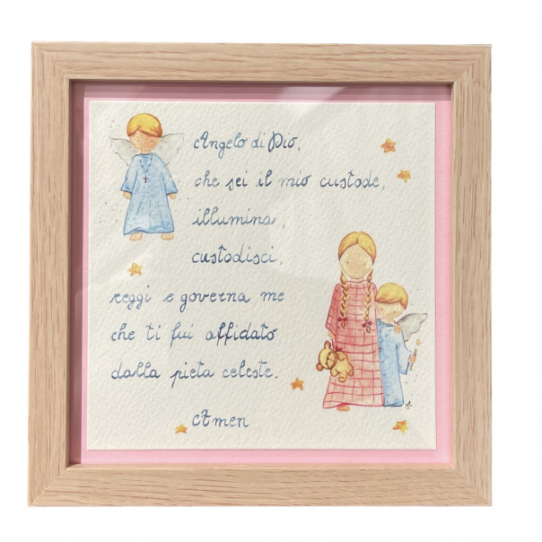 Prayer Angel of God child wooden frame
