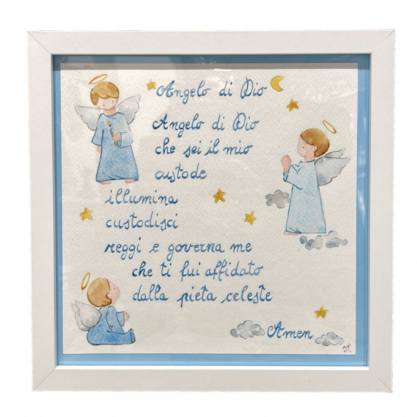 Preghiera Angelo di Dio Acquarello bimbo