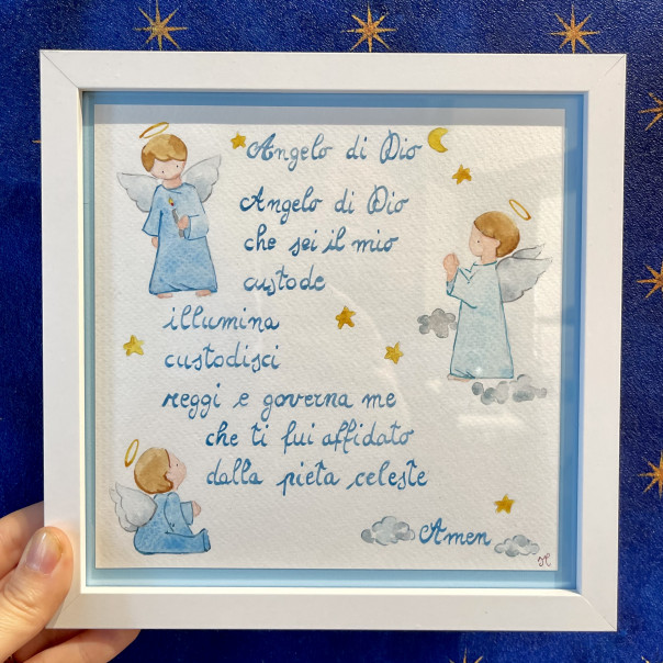 Preghiera Angelo di Dio Acquarello bimbo