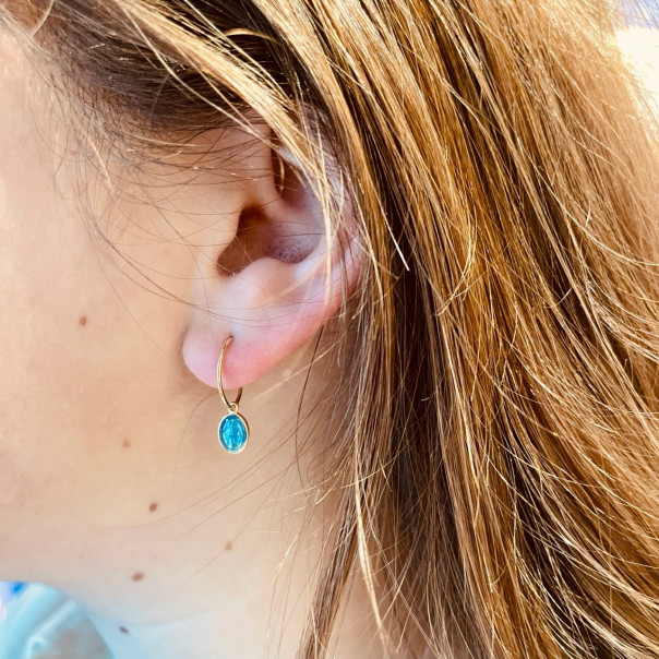Golden enamelled Madonnina hoop earrings
