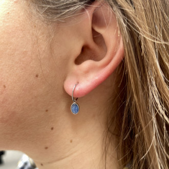 Rhodium enamelled Madonnina hoop earrings 2