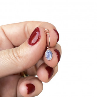 Orecchini cerchietto Madonnina smaltata rosata