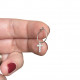 Rhodium-plated cross zircon hoop earrings