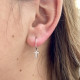 Rhodium-plated cross zircon hoop earrings
