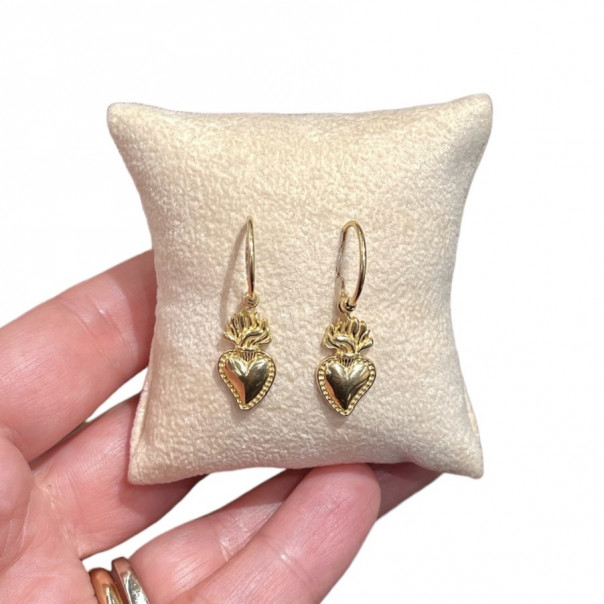 18 kt gold Sacred Heart earrings
