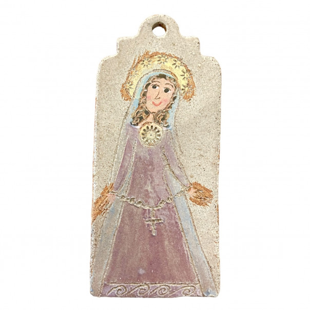 Madonna of the Rosary stoneware picture to hang