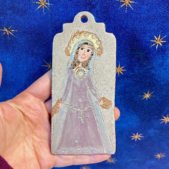 Madonna del Rosario quadretto in gres da appendere 2