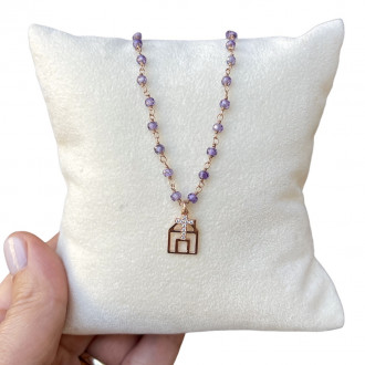 Lilac zircon living house necklace