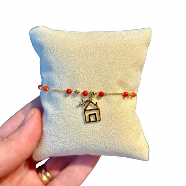 bracciale casa vivente in oro e corallo idea regalo per battesimo comunione e cresima