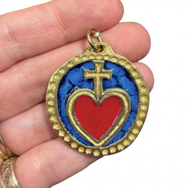 Sacred Heart enamelled medallion