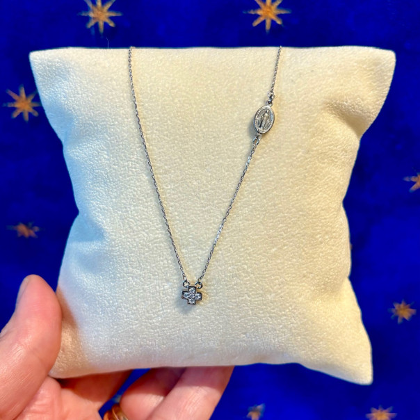 Micro Greek cross necklace