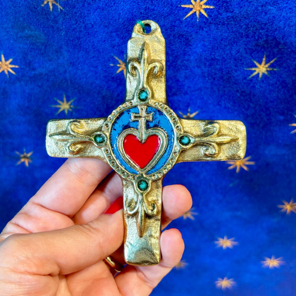 Croce bronzo Sacro Cuore