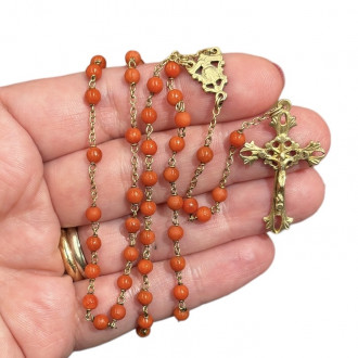 Rosario in argento e corallo rosso