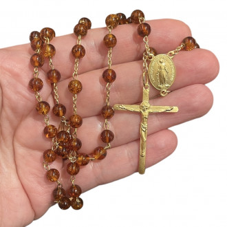 Rosary in silver and amber