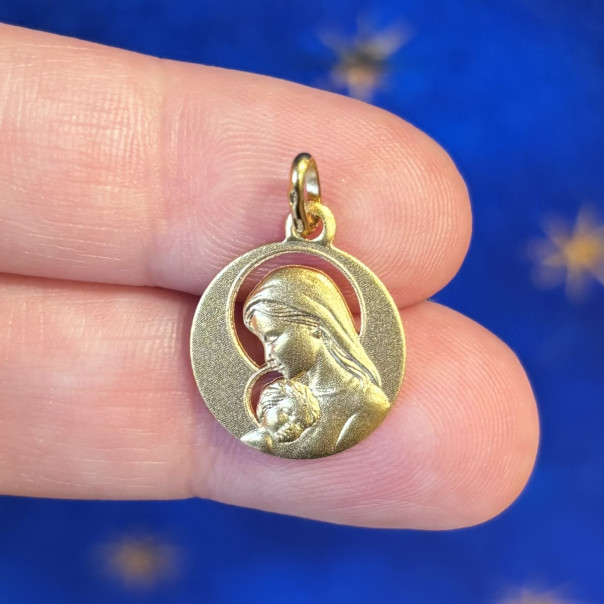 Medaglia Madonna con Bambino oro 18 kt