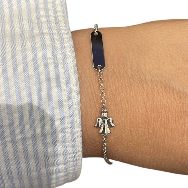 Bracciale Battesimo in oro 18 kt targhetta