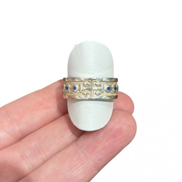 Anello rosario a fascia in argento smaltato