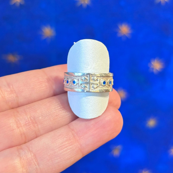 Anello rosario a fascia in argento smaltato