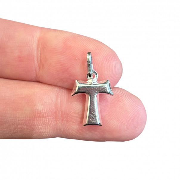 Croce tau in argento da catenina