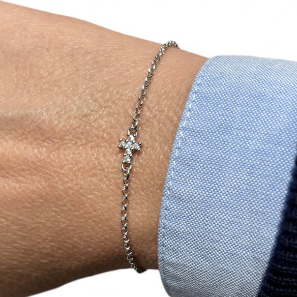 Bracciale Croce zirconi argento