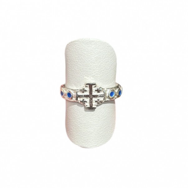 Enamelled silver rosary ring