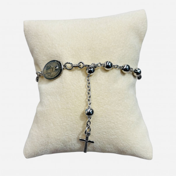 Heavy sterling silver rosary bracelet