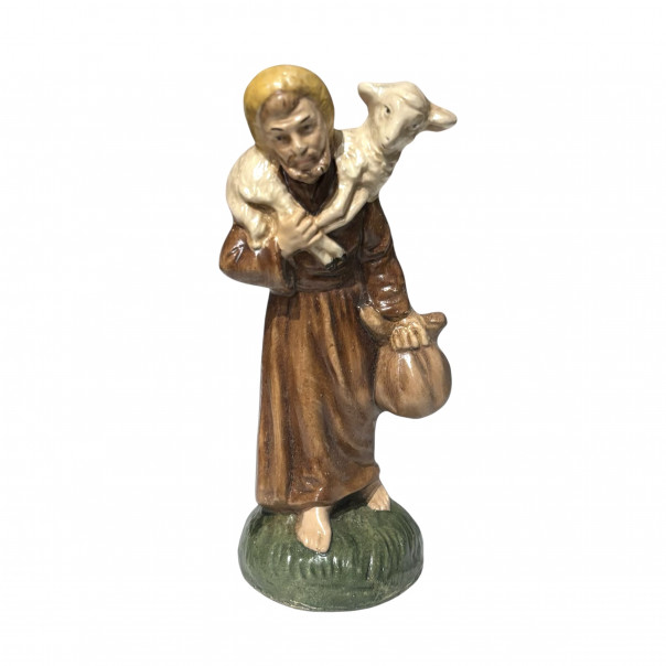 Shepherd with sheep papier-mâché nativity scene