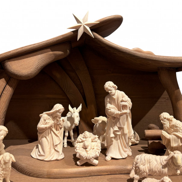 Kostner Nativity Scene 12 cm natural with hut